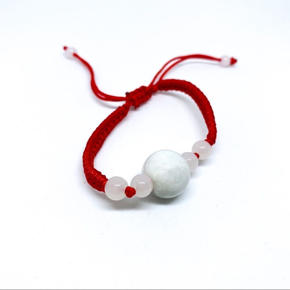 Natural Jade Adjustable Red String Lucky Bracelet